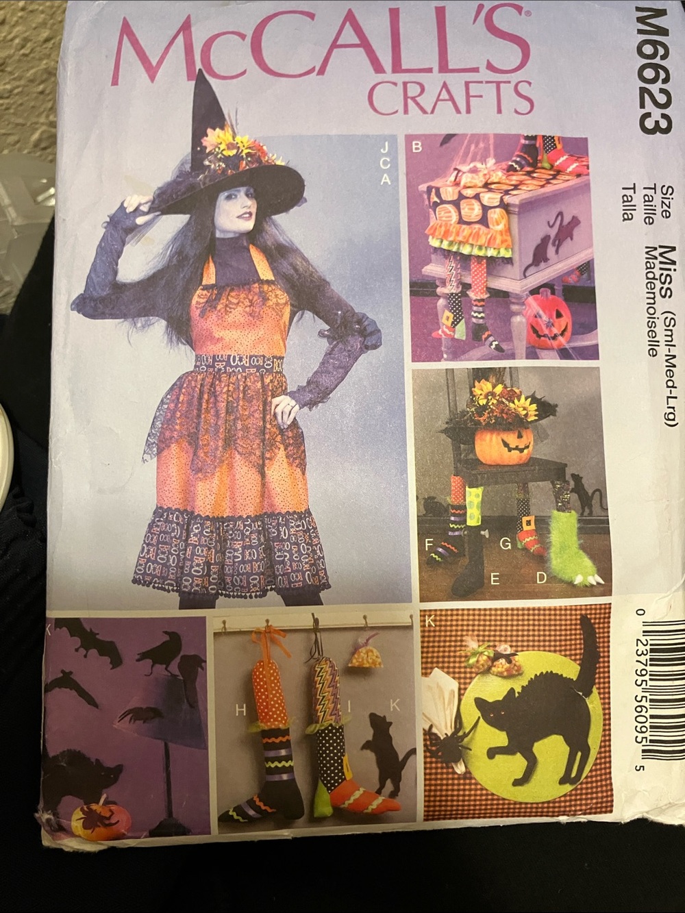 McCalls Crafts Orange & Black Witch Costume for adults
